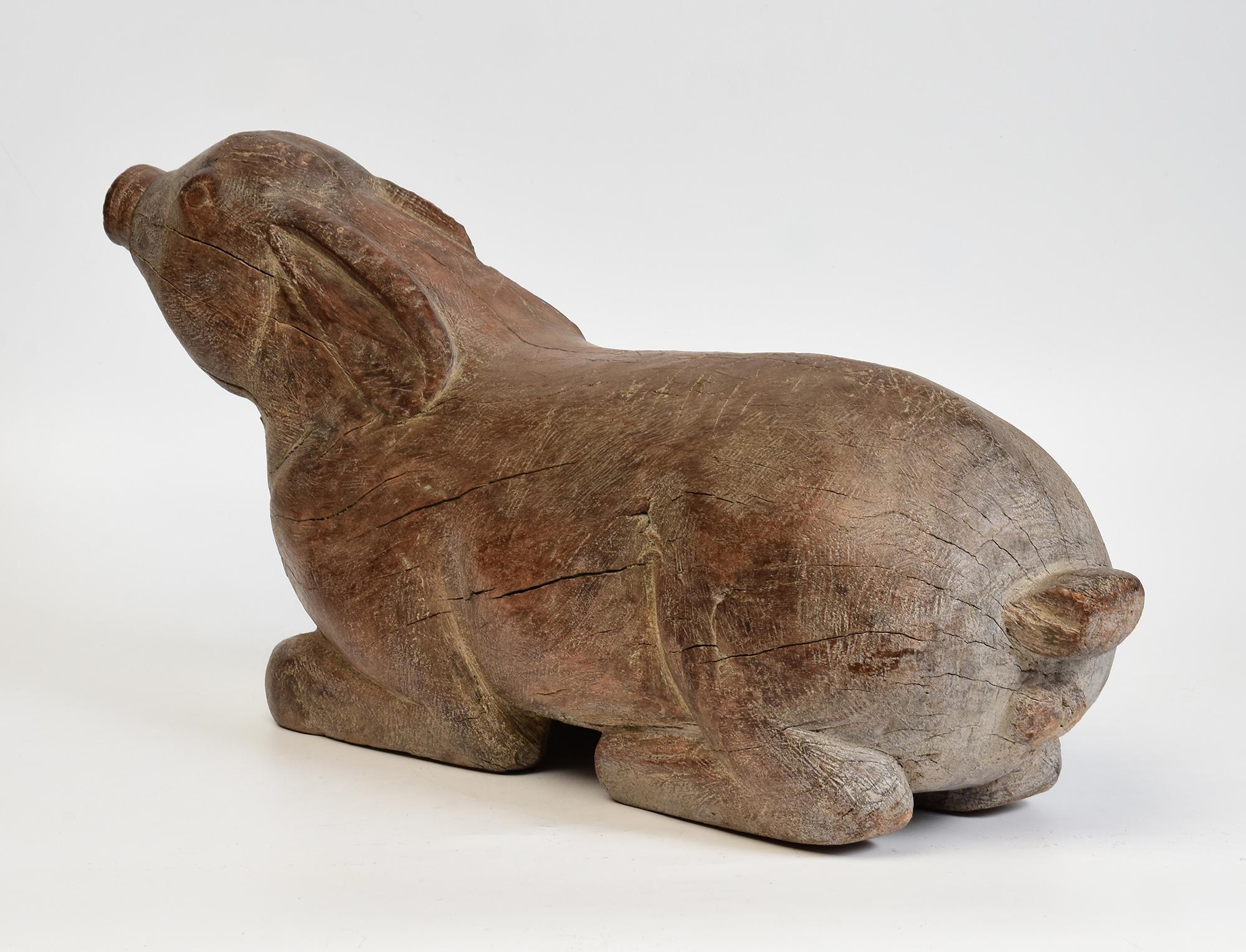 19th Century, Antique Thai Wooden Animal Rabbit For Sale 3