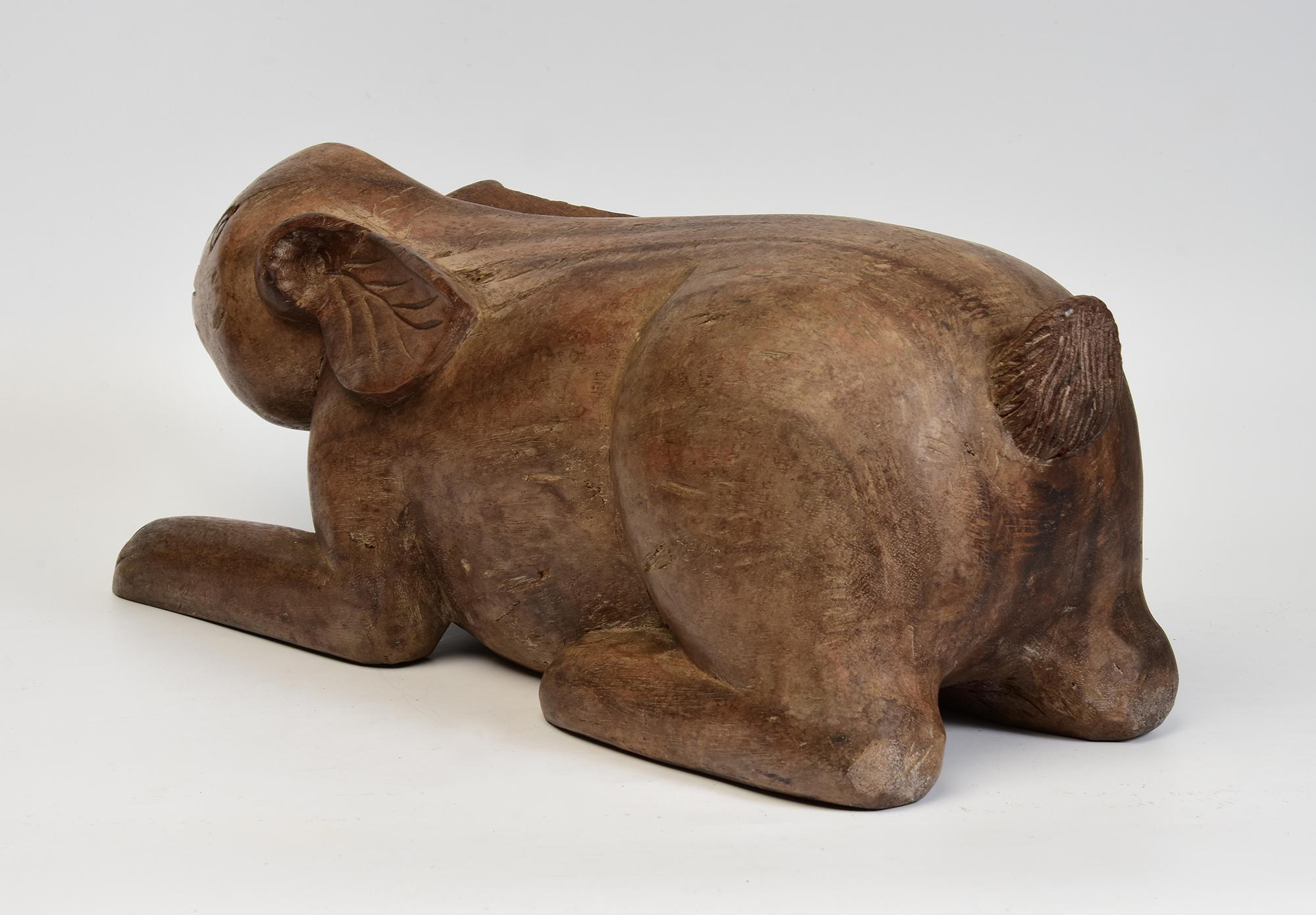 19th Century, Antique Thai Wooden Animal Rabbit For Sale 3
