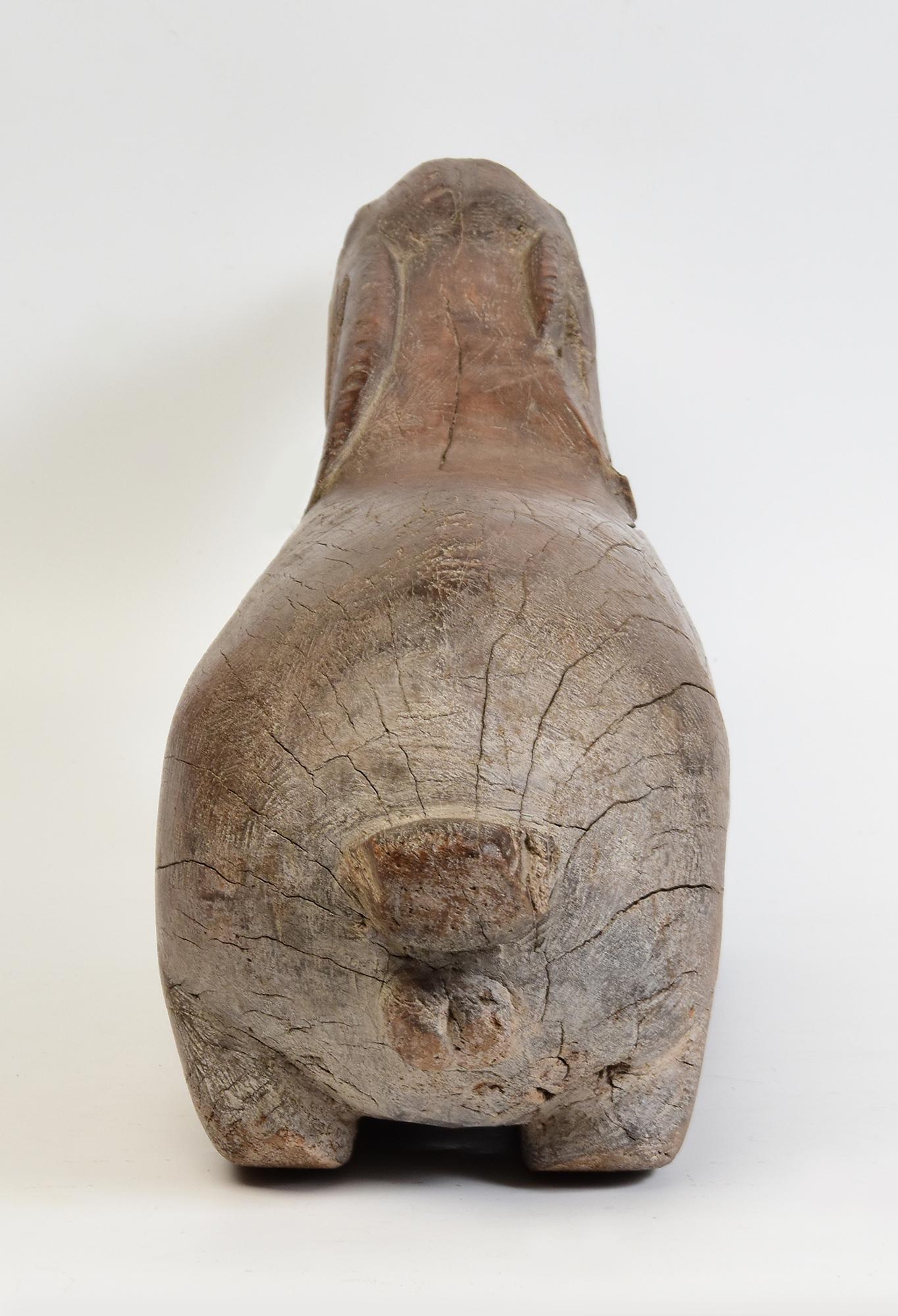19th Century, Antique Thai Wooden Animal Rabbit For Sale 4