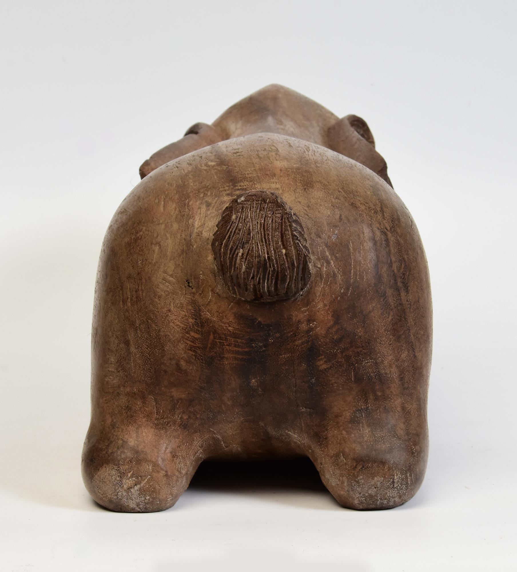 19th Century, Antique Thai Wooden Animal Rabbit For Sale 4