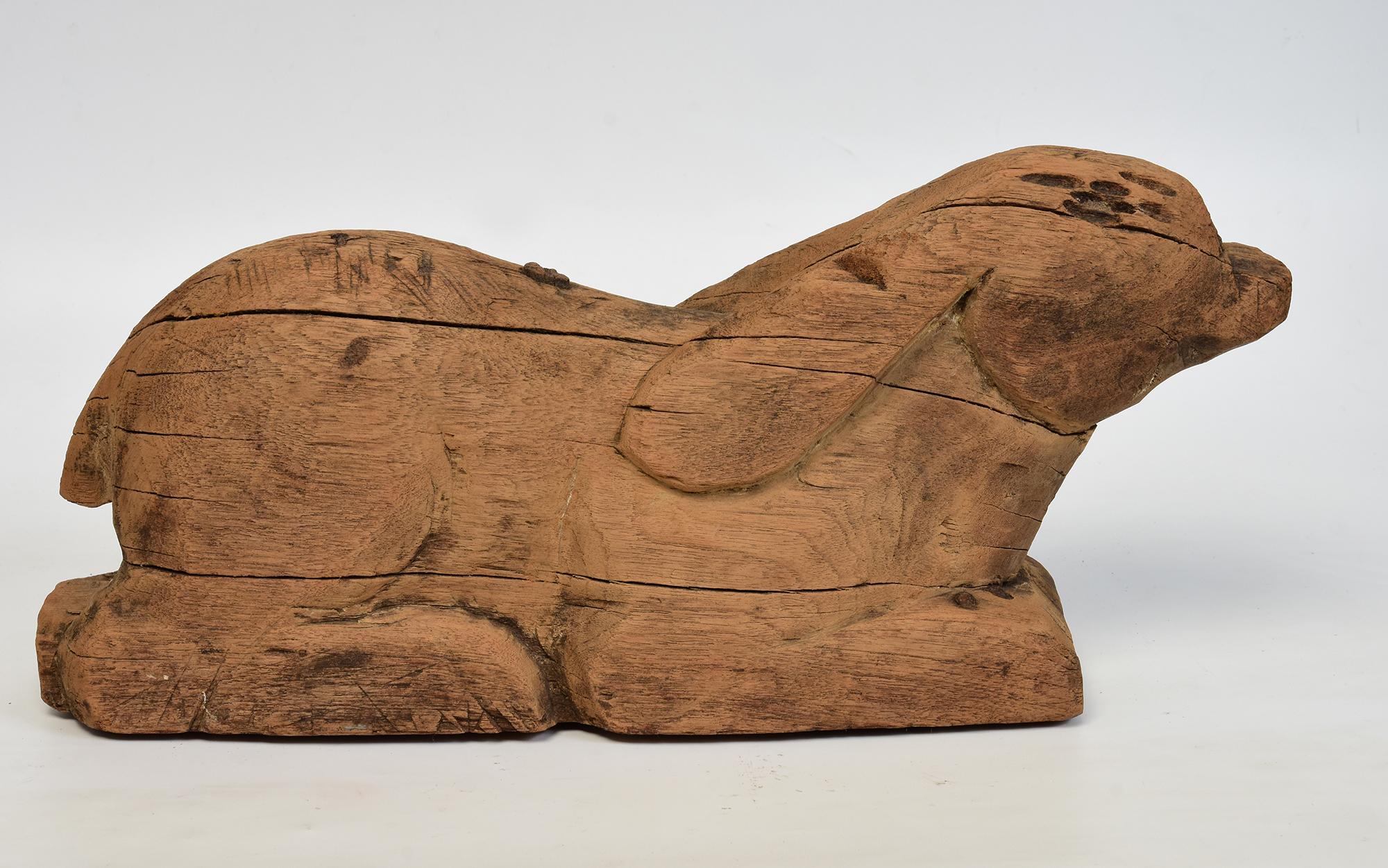 19th Century, Antique Thai Wooden Animal Rabbit For Sale 4