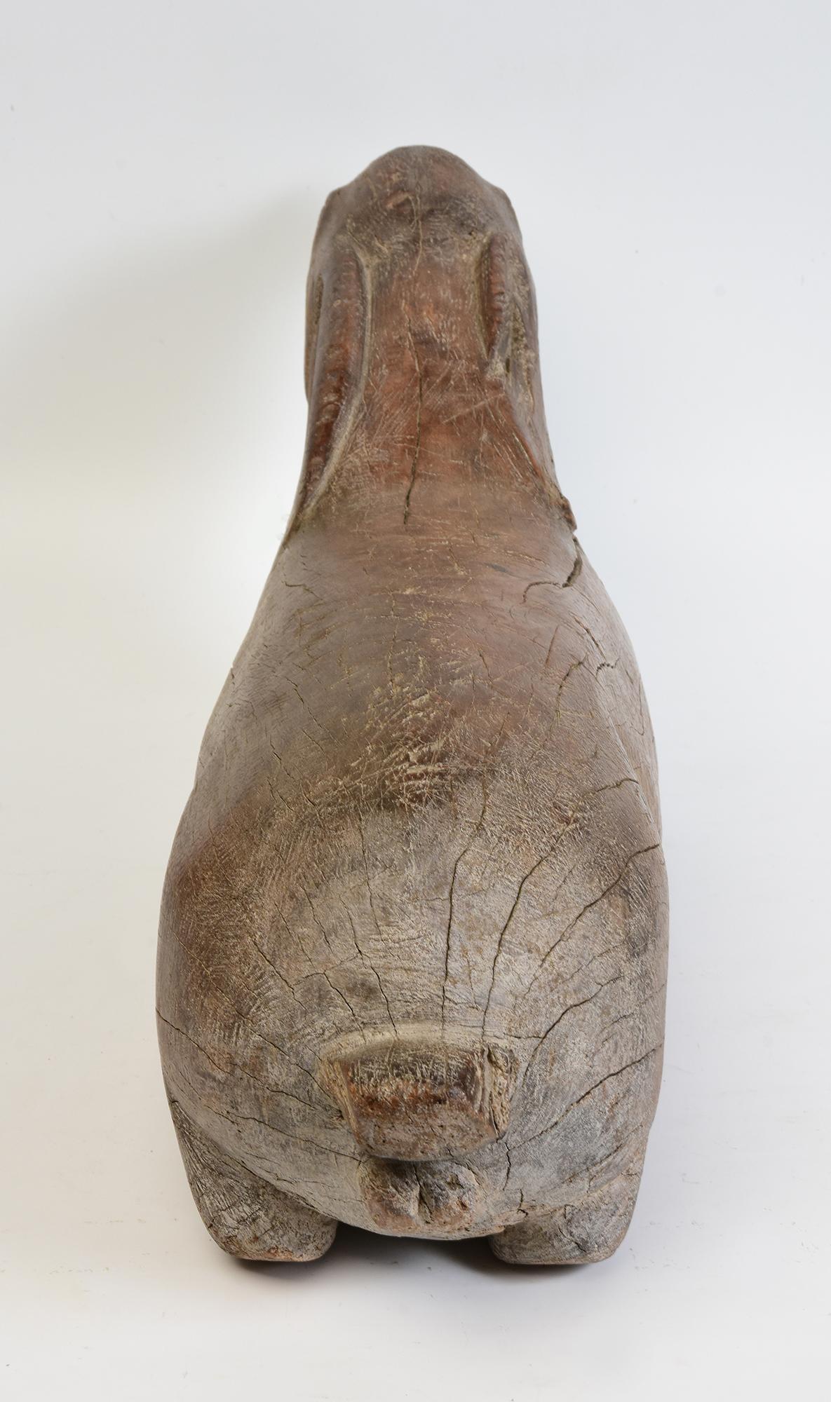 19th Century, Antique Thai Wooden Animal Rabbit For Sale 5