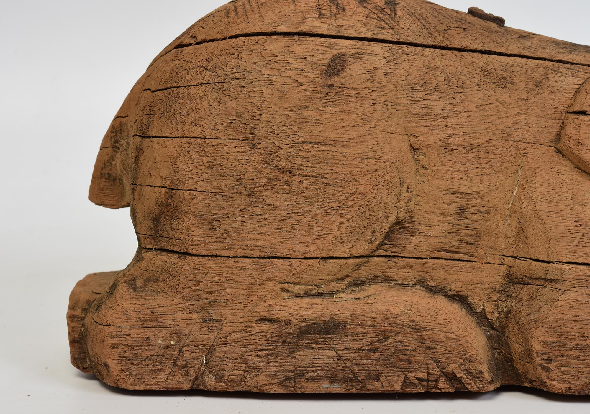 19th Century, Antique Thai Wooden Animal Rabbit For Sale 5