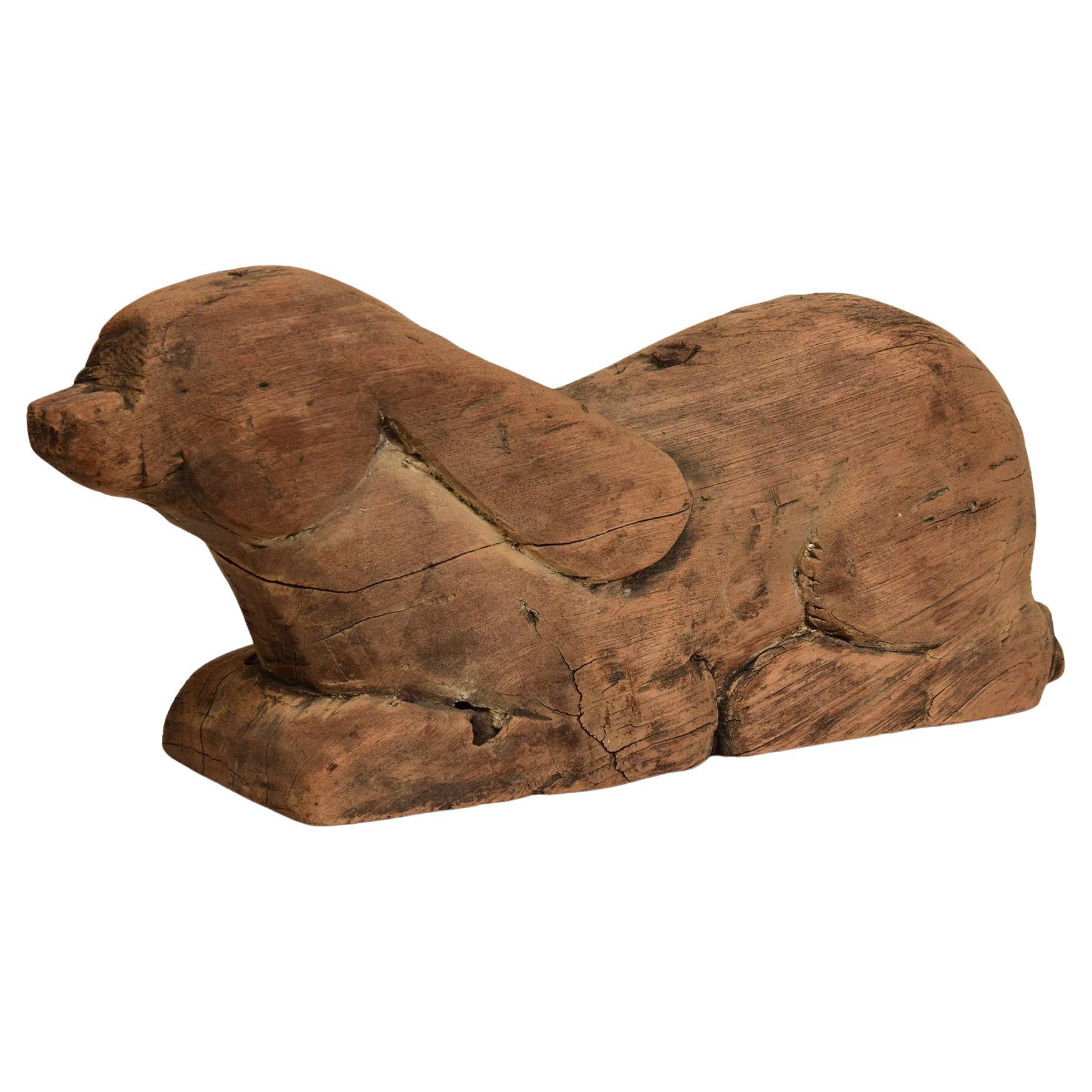 19th Century, Antique Thai Wooden Animal Rabbit For Sale