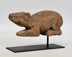 19th Century, Antique Thai Wooden Animal Rat / Mouse