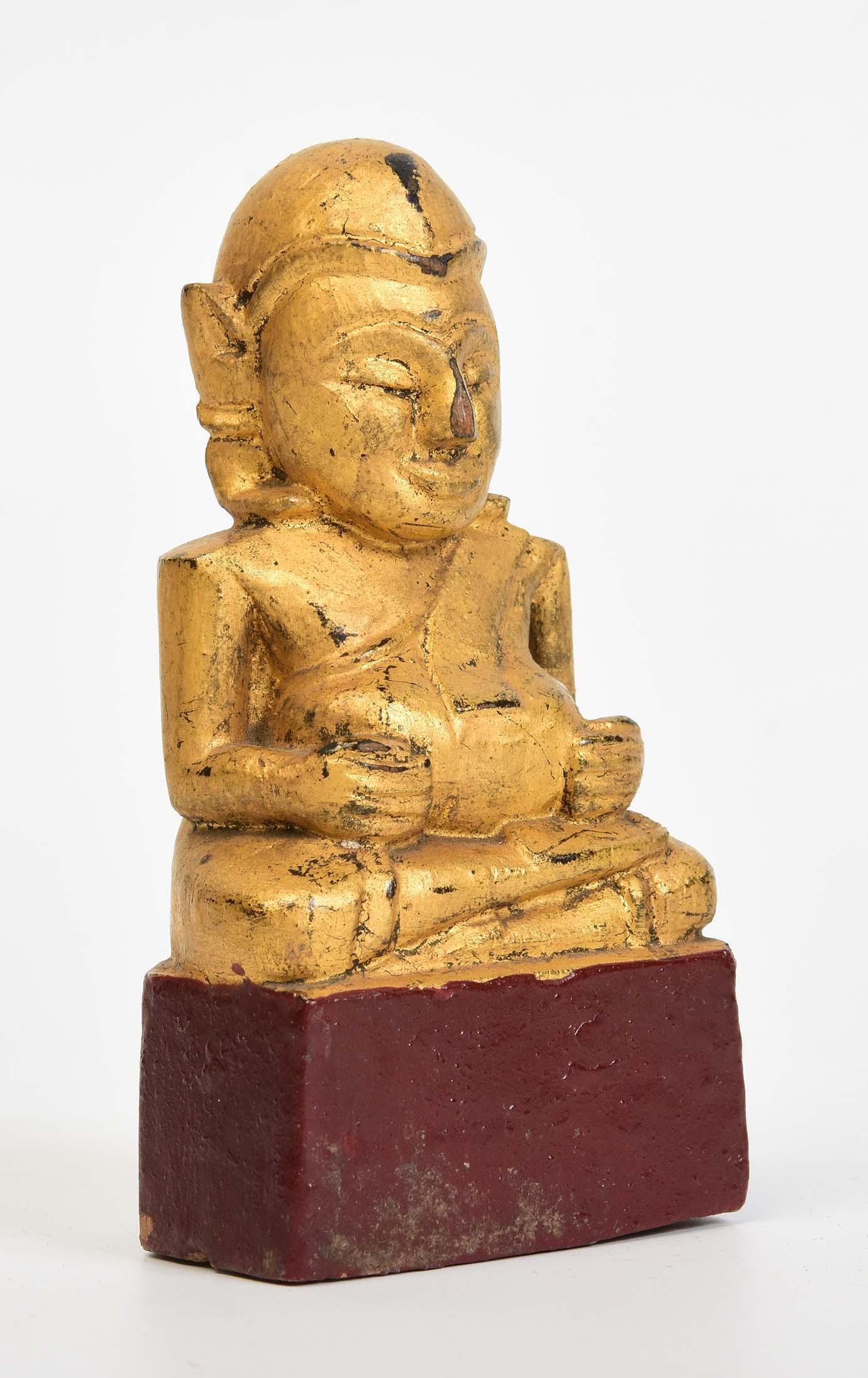 19th Century, Antique Thai Wooden Happy Buddha 7