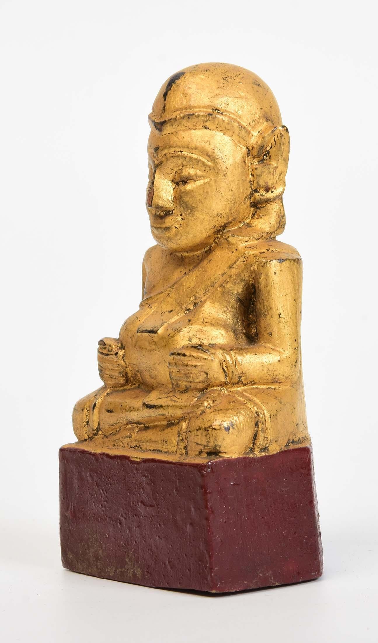 19th Century, Antique Thai Wooden Happy Buddha 2