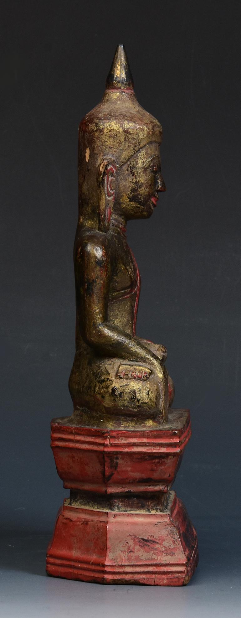 19th Century, Antique Thai Wooden Seated Buddha 8