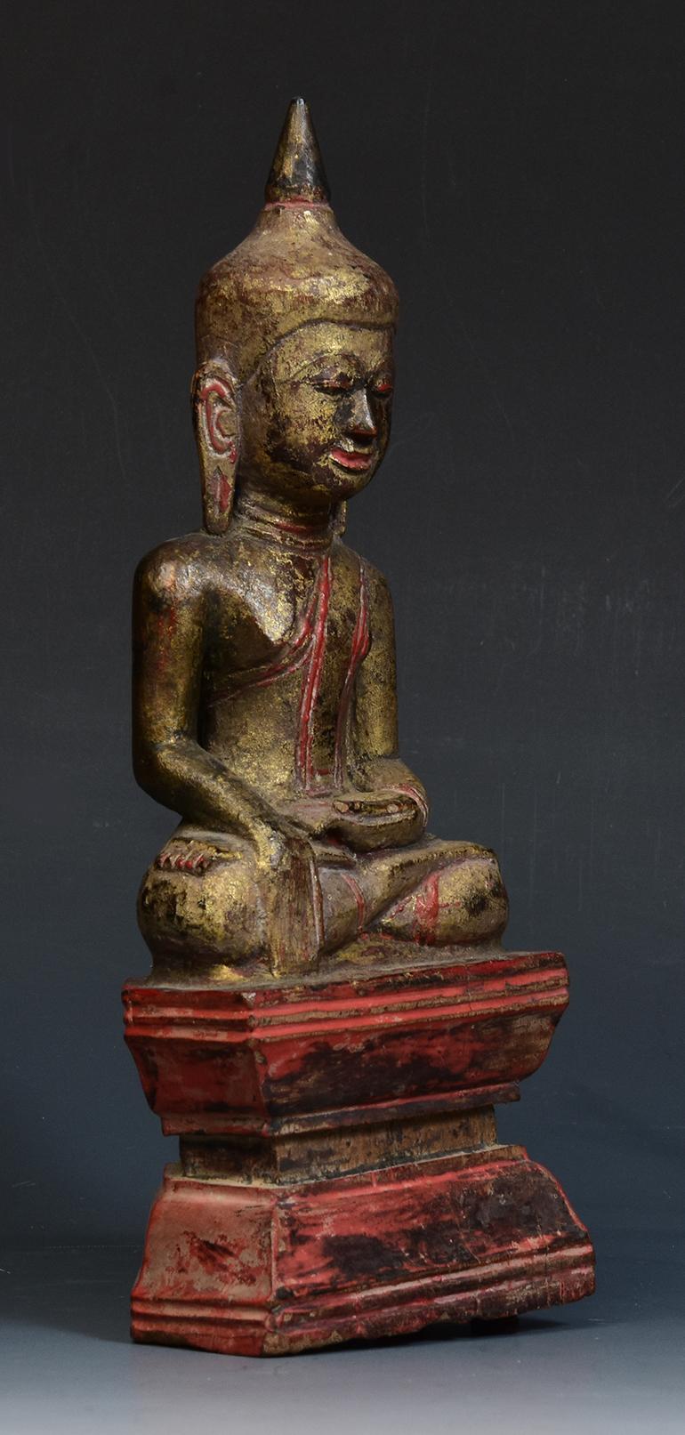19th Century, Antique Thai Wooden Seated Buddha 9