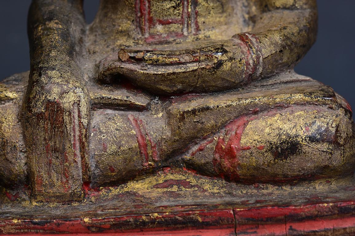 19th Century, Antique Thai Wooden Seated Buddha 1