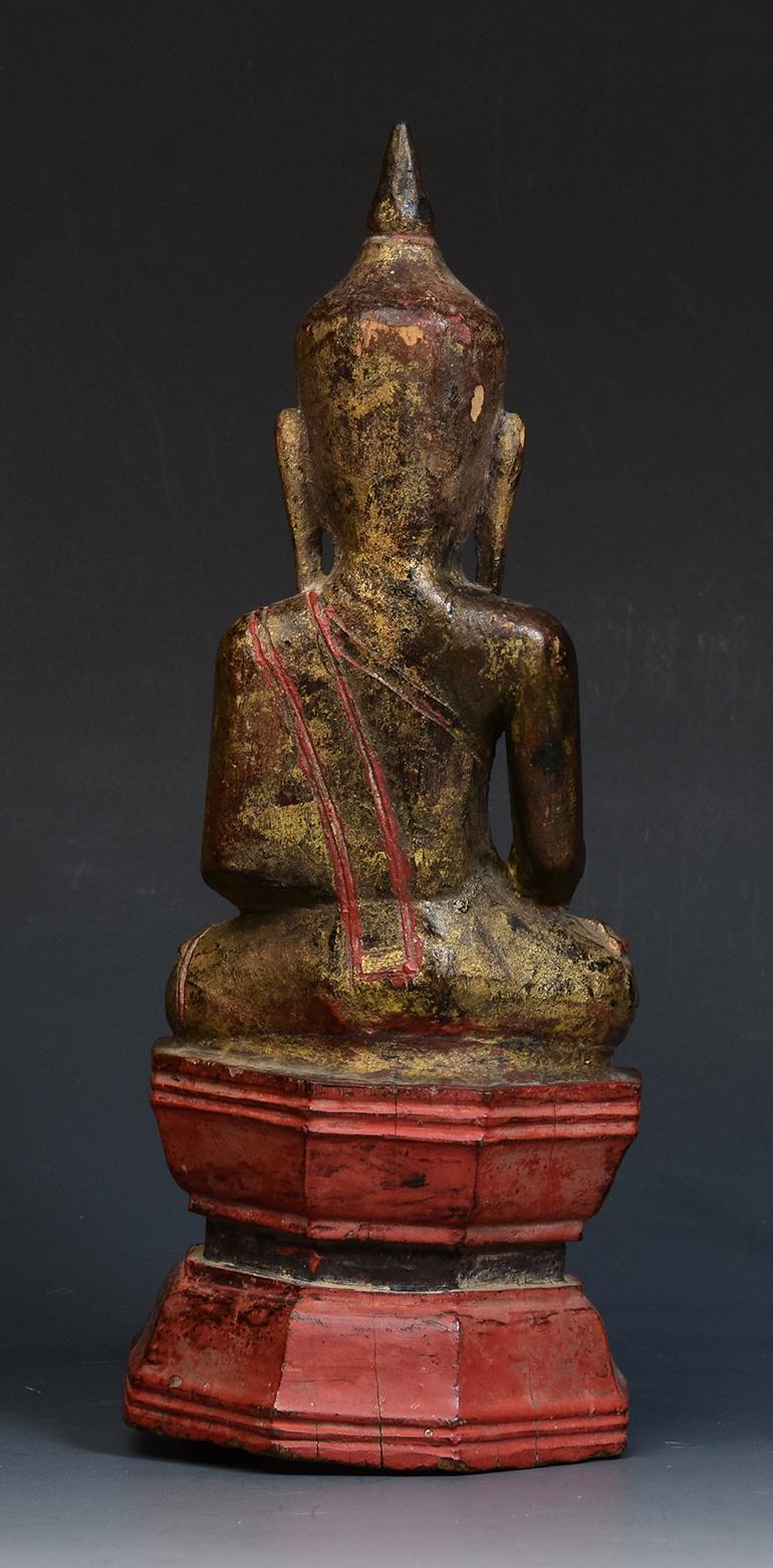 19th Century, Antique Thai Wooden Seated Buddha 5