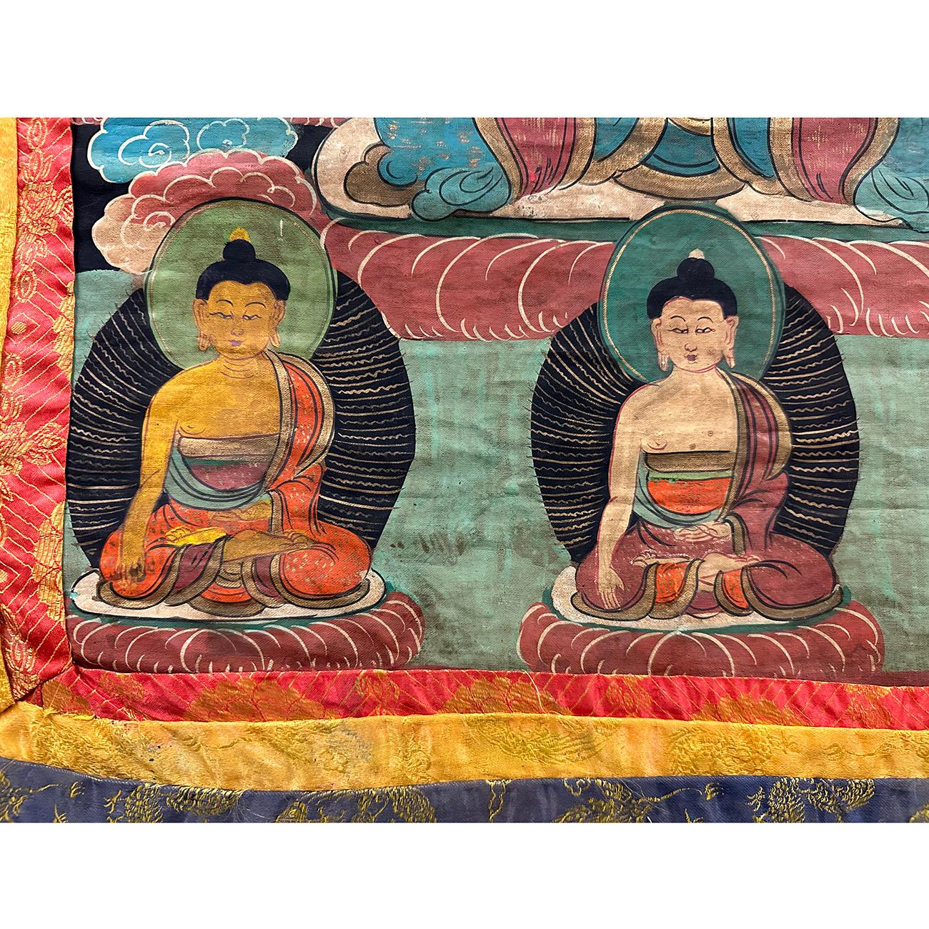 19th Century Antique Tibetan Hand Painted Buddhist Thangka For Sale 1