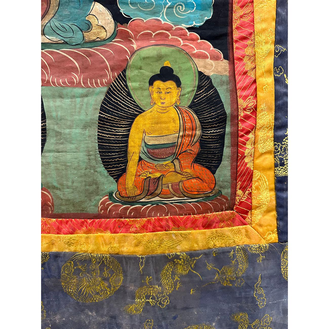 19th Century Antique Tibetan Hand Painted Buddhist Thangka For Sale 2