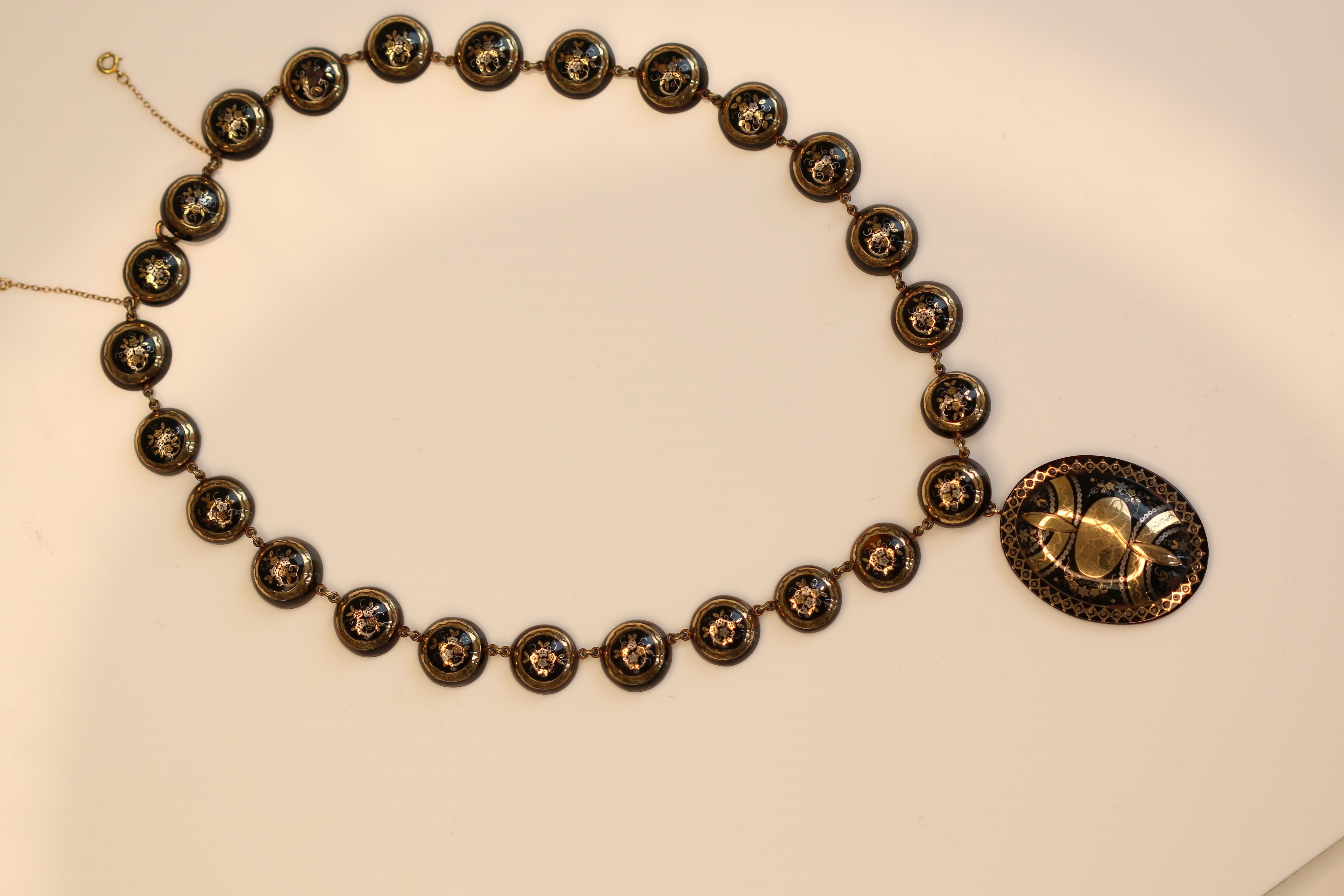 Women's 19th Century Antique Tortoiseshell Pique Necklace