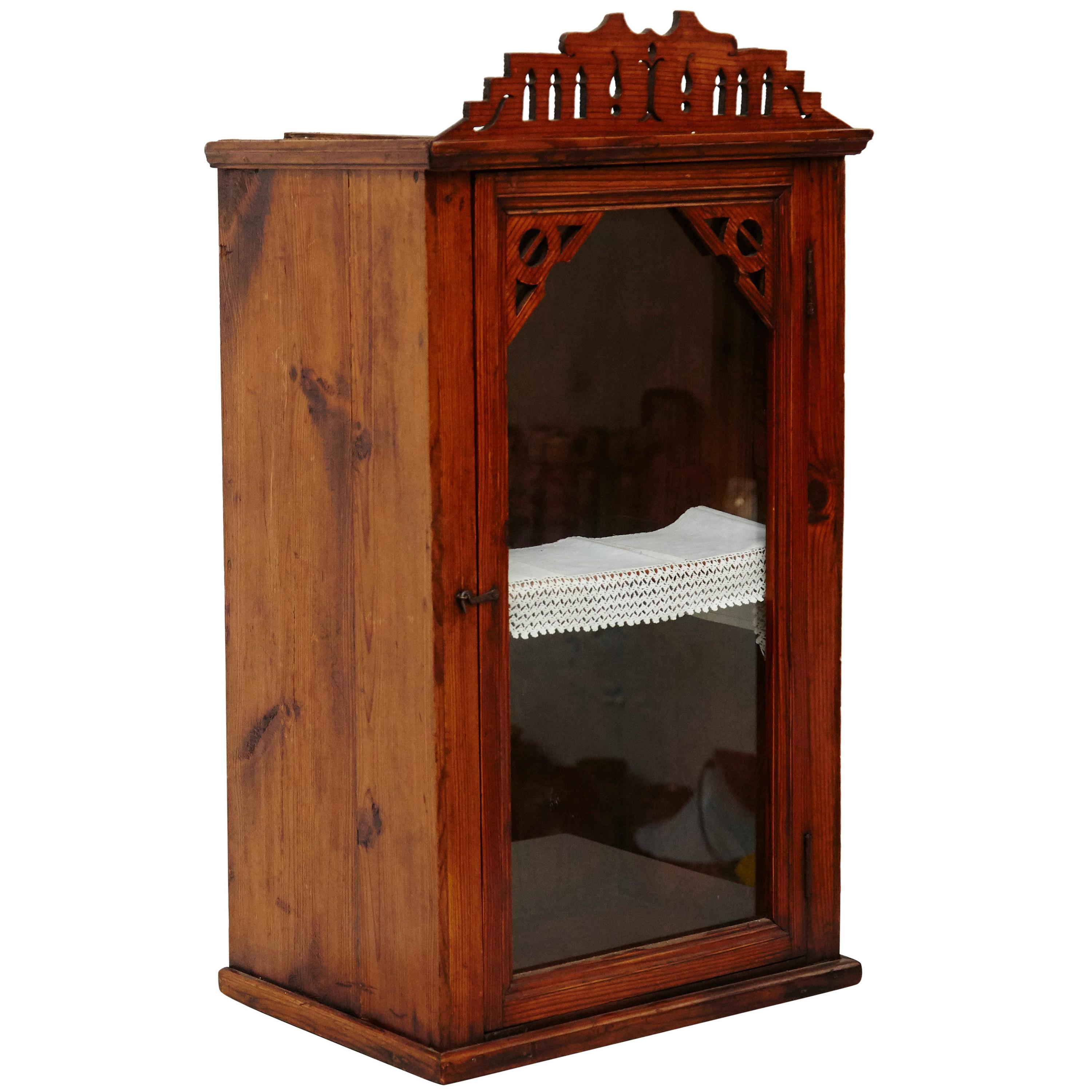 19th Century Antique Traditional Religious Wood and Glass Shrine