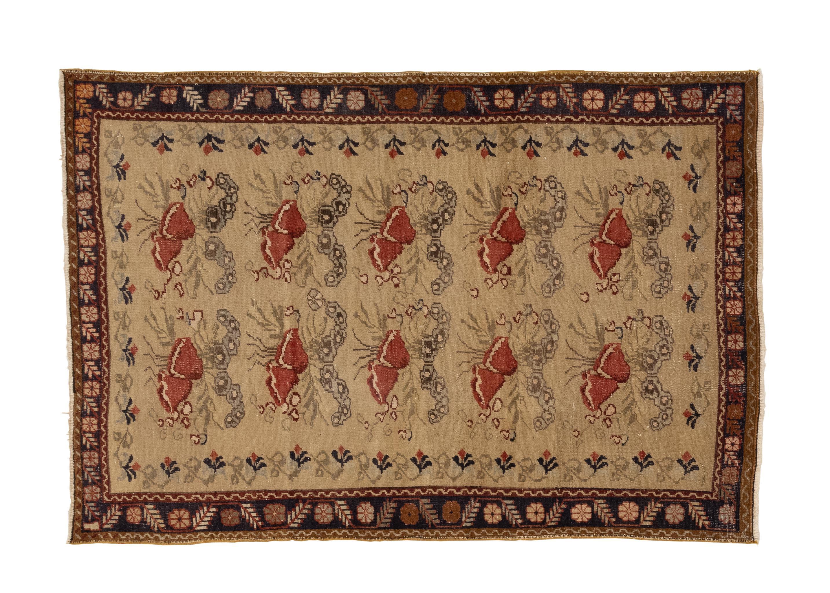 19th Century Antique Turkish Ushak Oriental Rug For Sale at 1stDibs