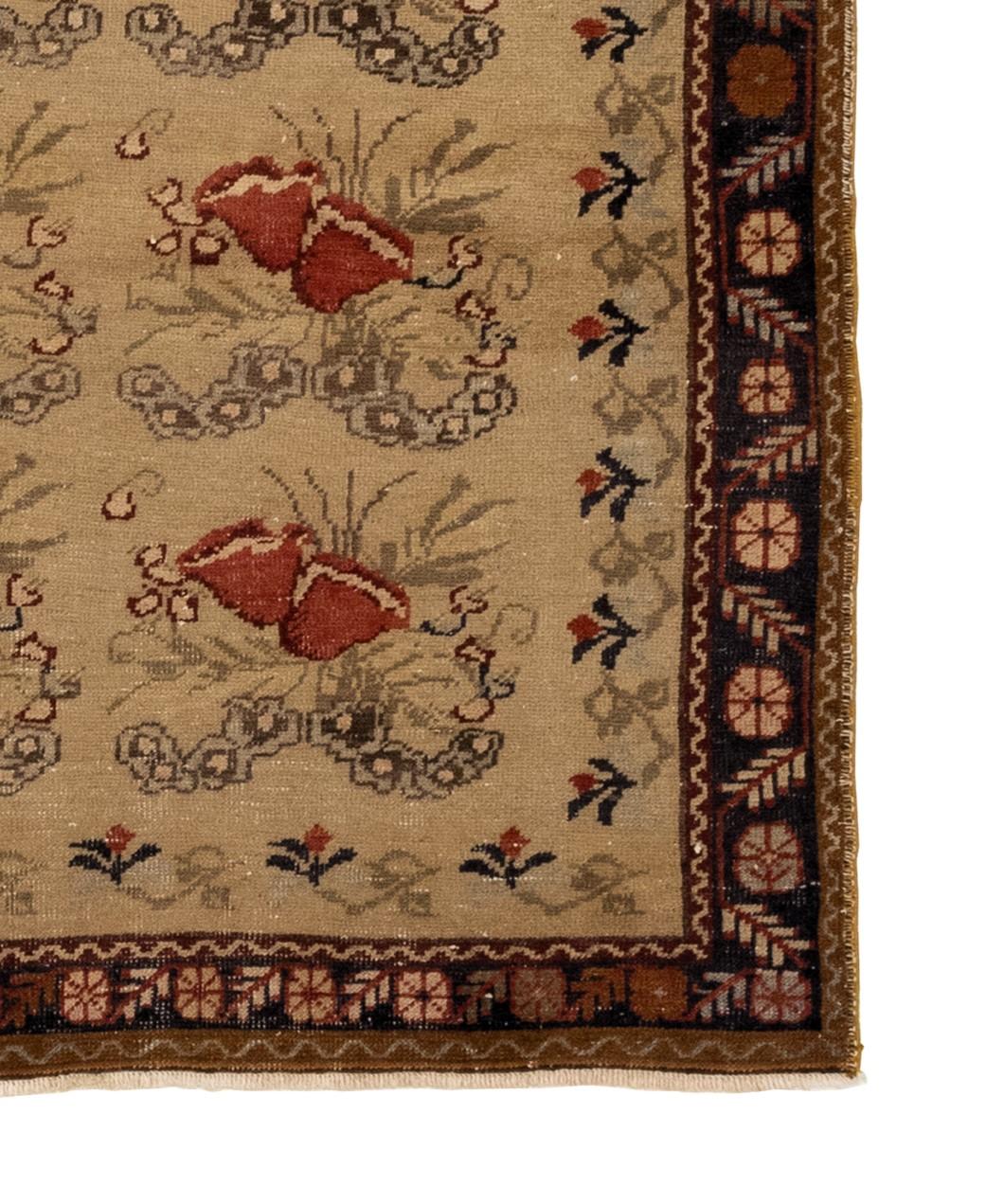 Hand-Knotted 19th Century Antique Turkish Ushak Oriental Rug For Sale