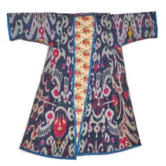 19th Century Antique Uzbek Ikat Robe Textile Pair with Bold Motifs - Rug & Kilim