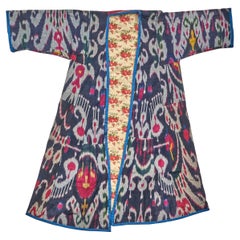 19th Century Antique Uzbek Ikat Robe Textile Pair with Bold Motifs - Rug & Kilim