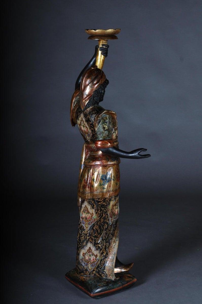 Ebonized 19th Century Antique Venetian Mohren Chandelier Wood Sculpture For Sale