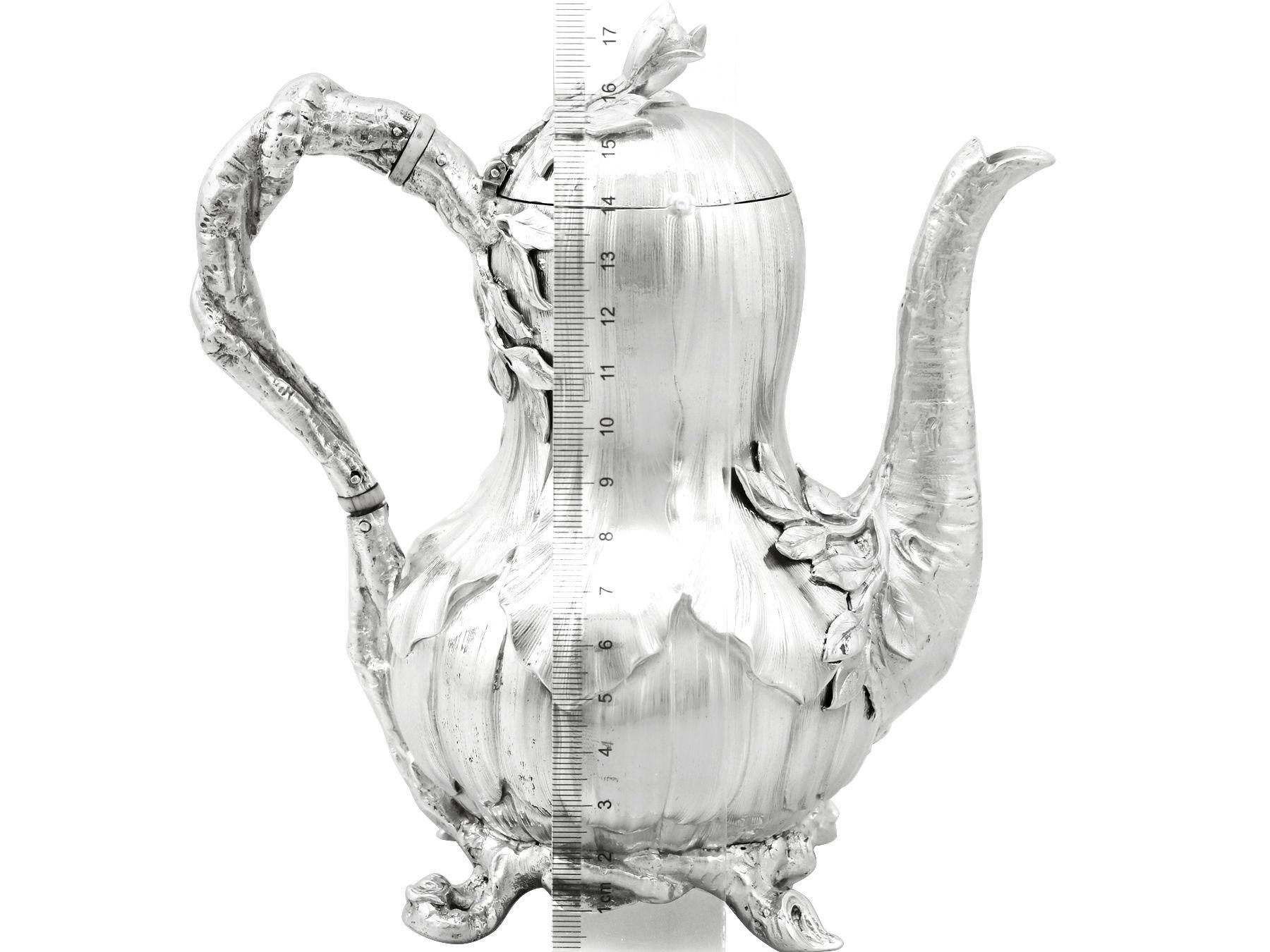 19th Century Antique Victorian 1852 Sterling Silver Bachelor Coffee Pot For Sale 10