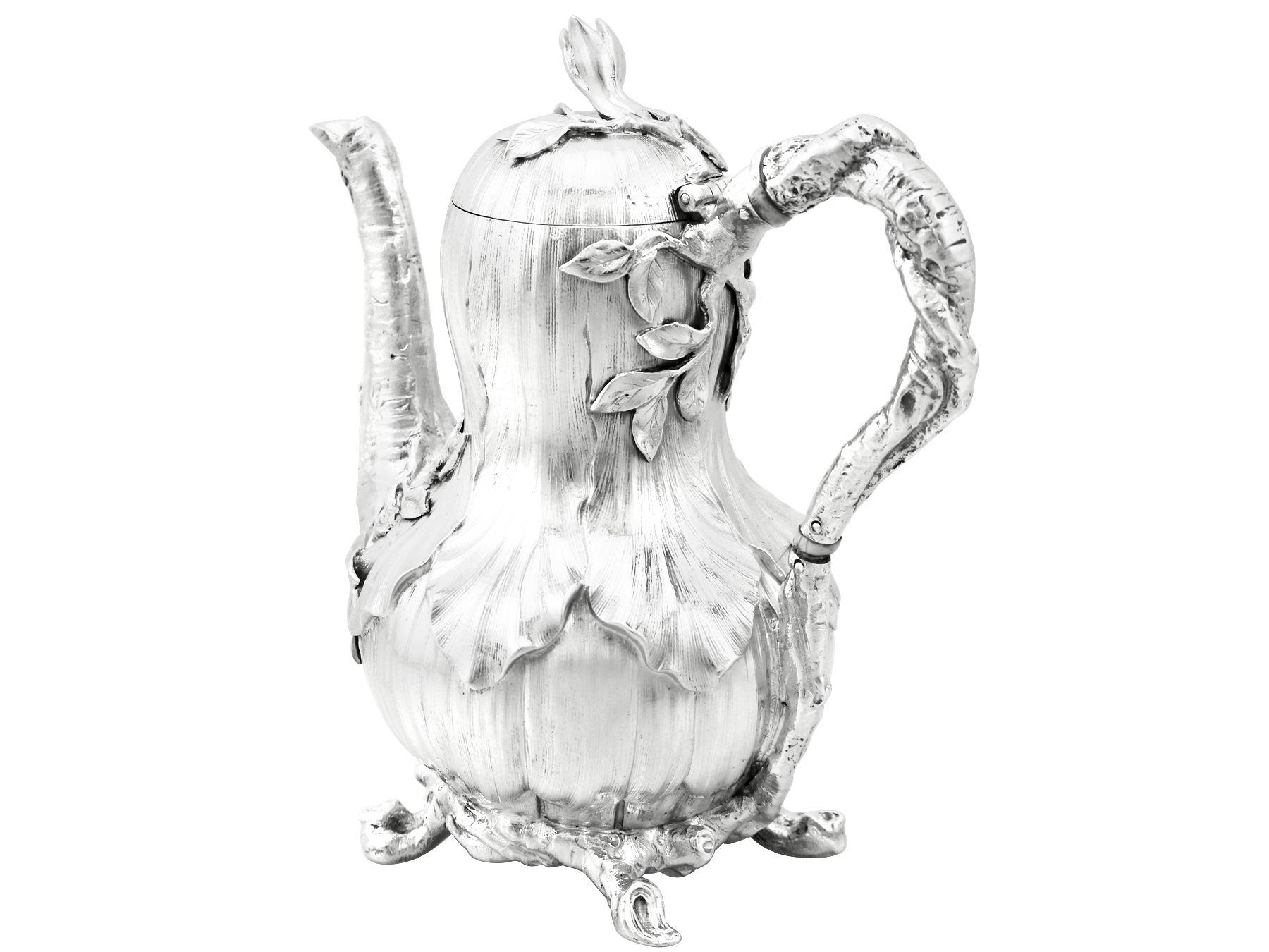 19th Century Antique Victorian 1852 Sterling Silver Bachelor Coffee Pot For Sale 1