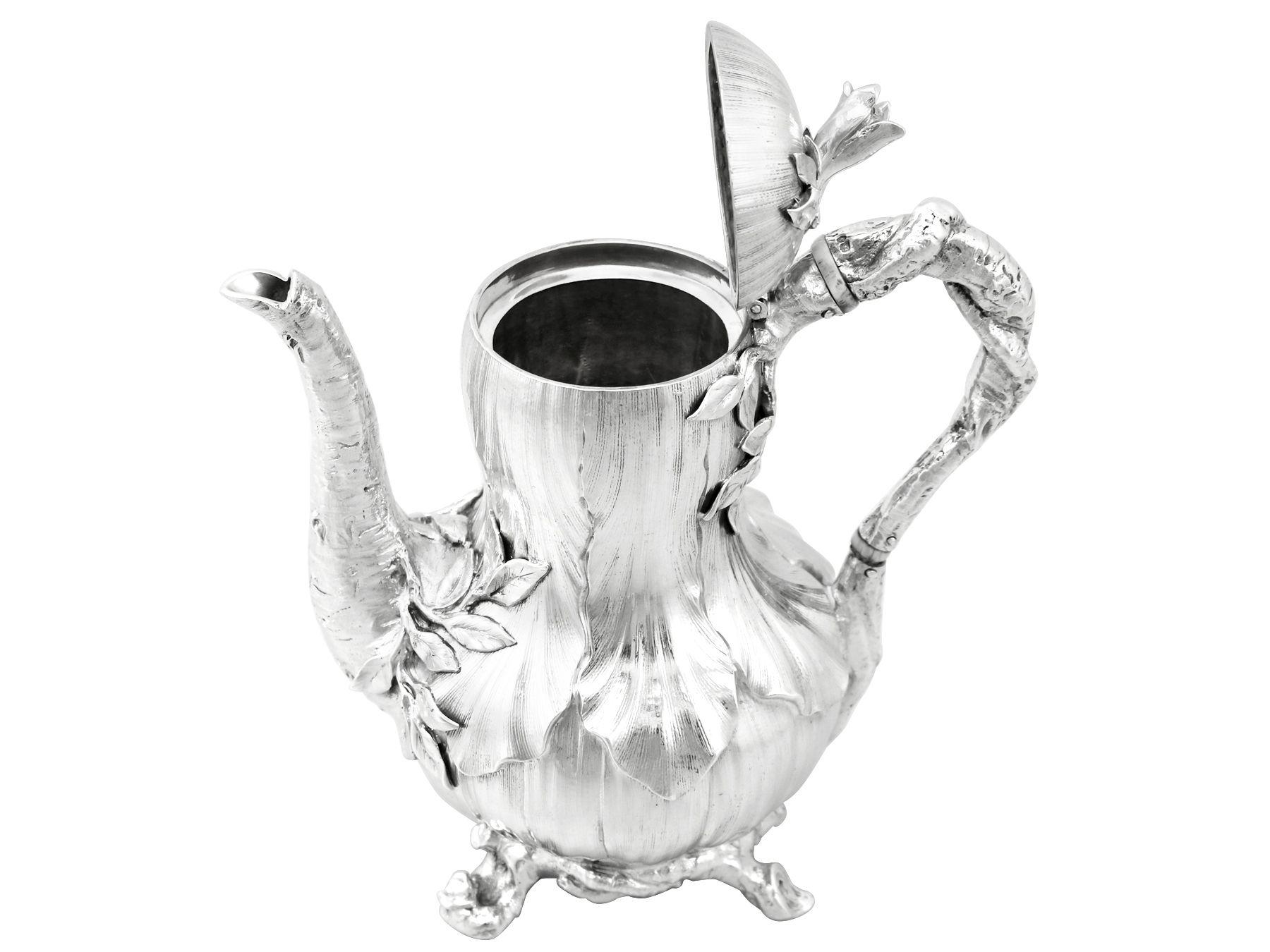 19th Century Antique Victorian 1852 Sterling Silver Bachelor Coffee Pot For Sale 2