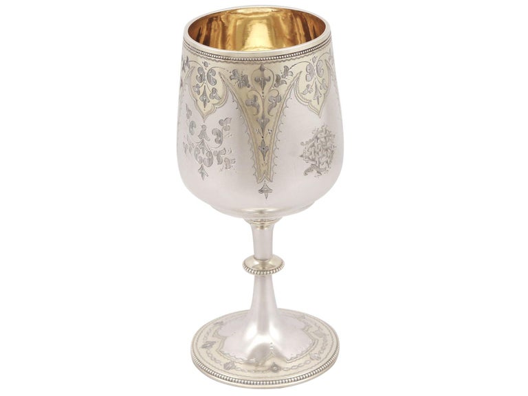English Boxed Victorian Sterling Silver Goblet For Sale
