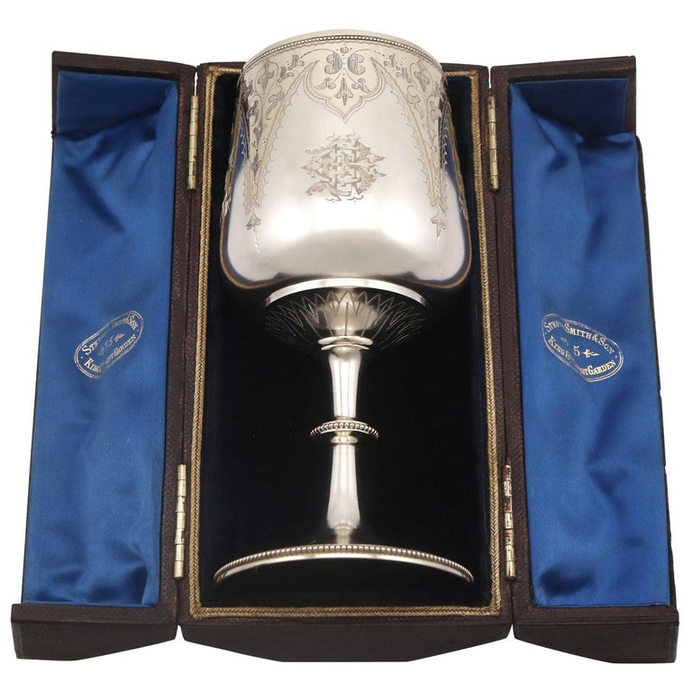 Boxed Victorian Sterling Silver Goblet For Sale