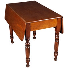 19th Century Antique Victorian Drop-Leaf Table, Solid Mahogany Veneer Wood