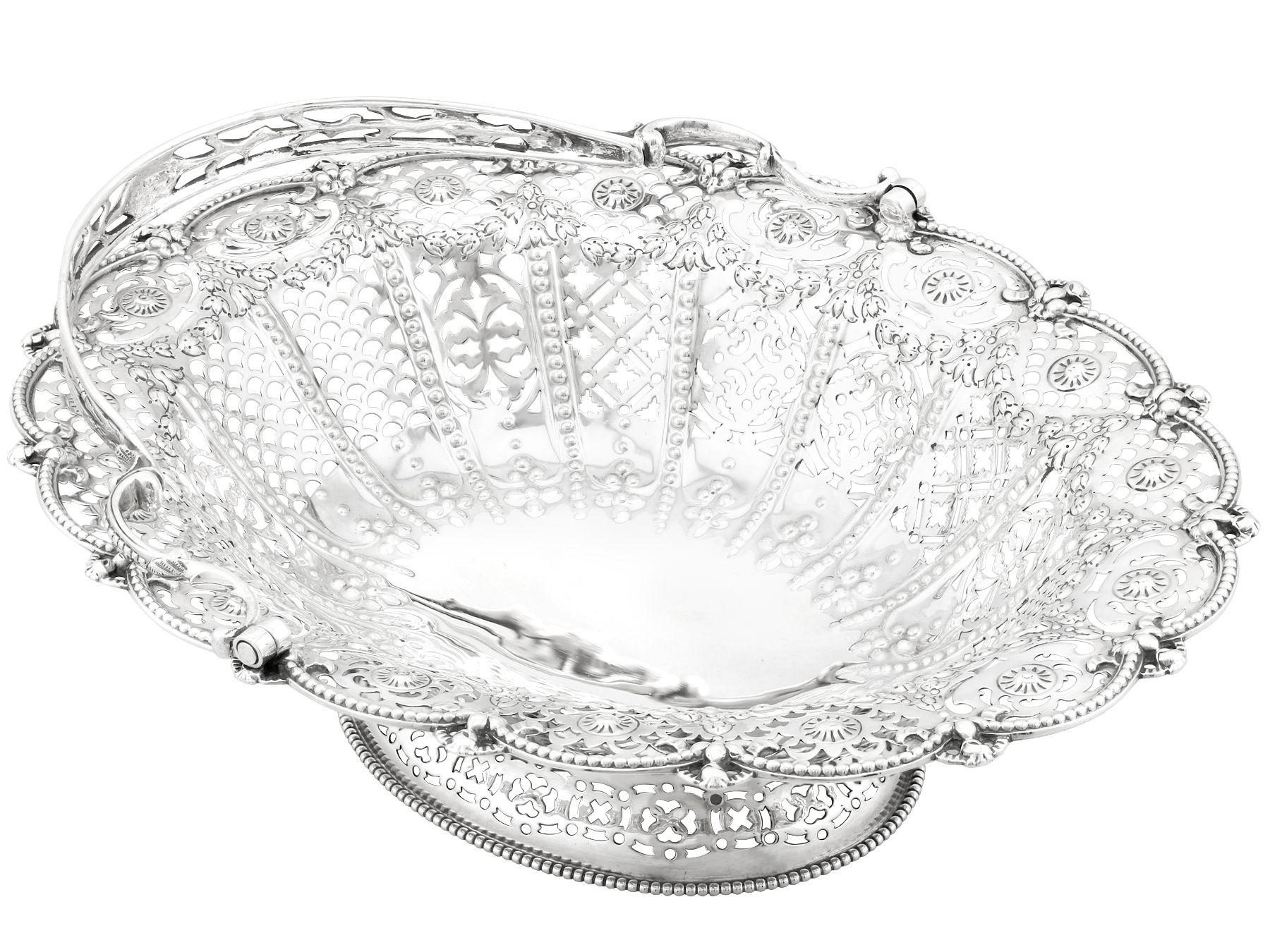 Late 19th Century 19th Century Antique Victorian English Silver Cake Basket