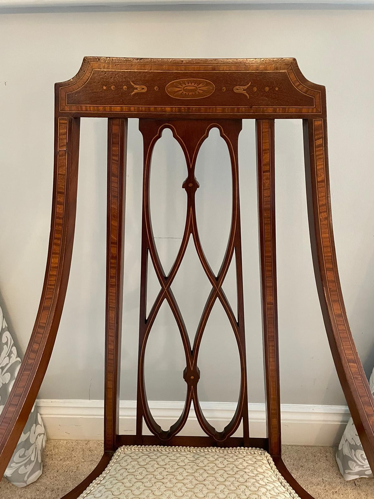 English 19th Century Antique Victorian Inlaid Mahogany Armchair For Sale