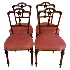 19th Century Antique Victorian Set of Four Walnut Dining Chairs