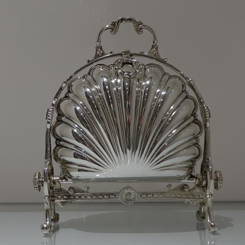 Late Victorian 19th Century Antique Victorian Silver Plated Folding Biscuit Box, circa 1870