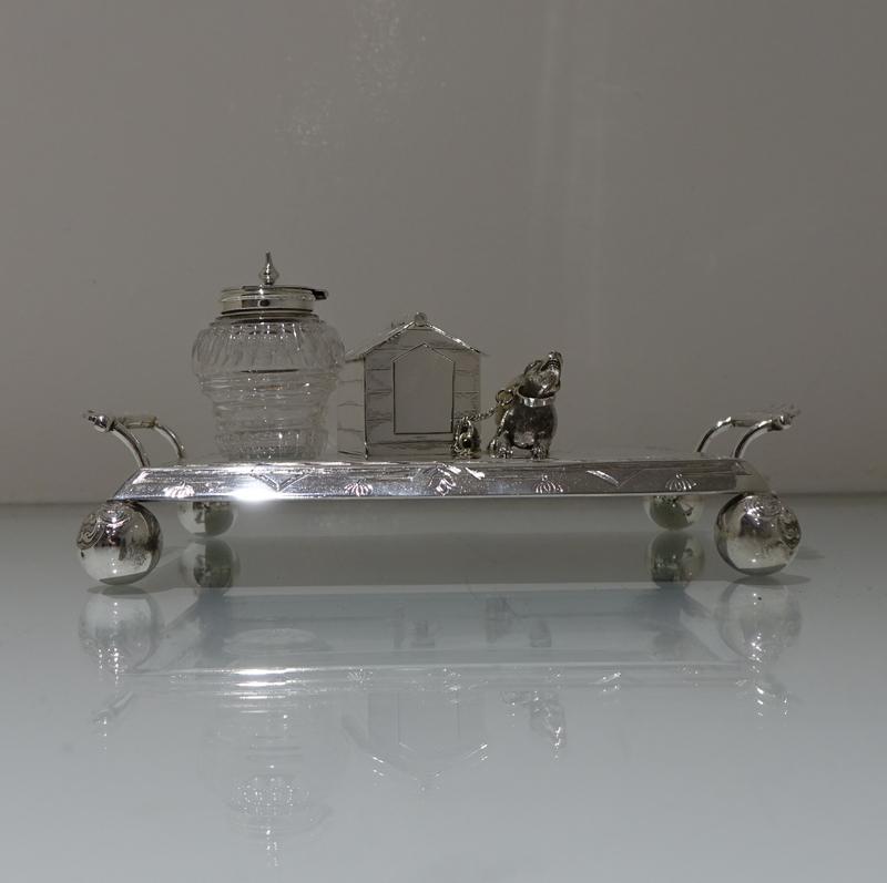 British 19th Century Antique Victorian Silver Plated Novelty Inkstand, circa 1870 For Sale