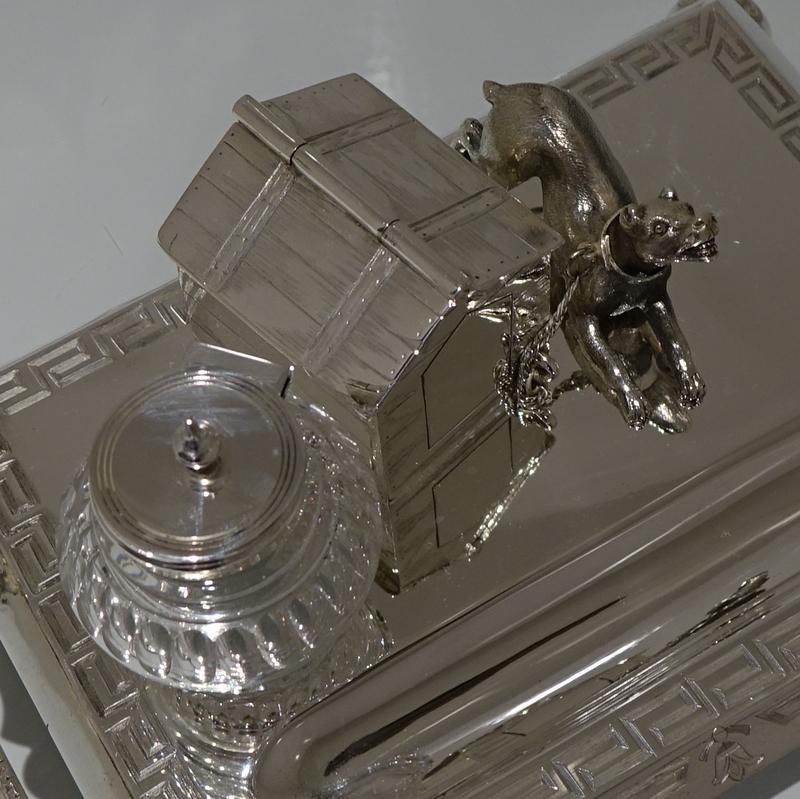 19th Century Antique Victorian Silver Plated Novelty Inkstand, circa 1870 For Sale 1