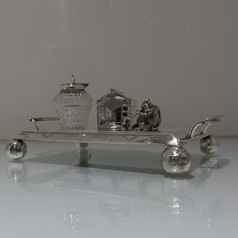 19th Century Antique Victorian Silver Plated Novelty Inkstand, circa 1870 For Sale 2