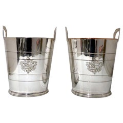 19th Century Antique Victorian Silver Plated Pair of Wine Coolers, circa 1890