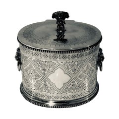 19th Century Antique Victorian Sterling Silver Biscuit Box London 1873 C Boyton