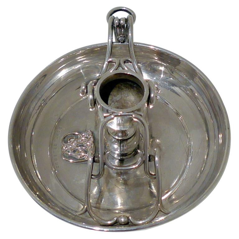 19th Century Antique Victorian Sterling Silver Collapsable Chamberstick London 1 For Sale