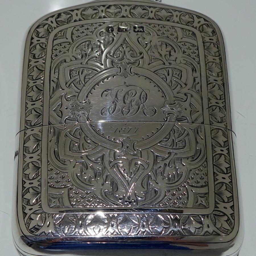 19th Century Antique Victorian Sterling Silver Hip Flask London 1873 CH Cheshire For Sale 6