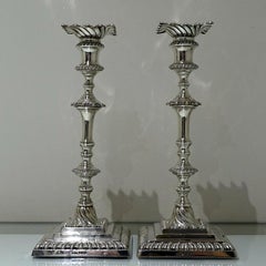 19th Century Antique Victorian Sterling Silver Pair of Candlesticks Sheffield