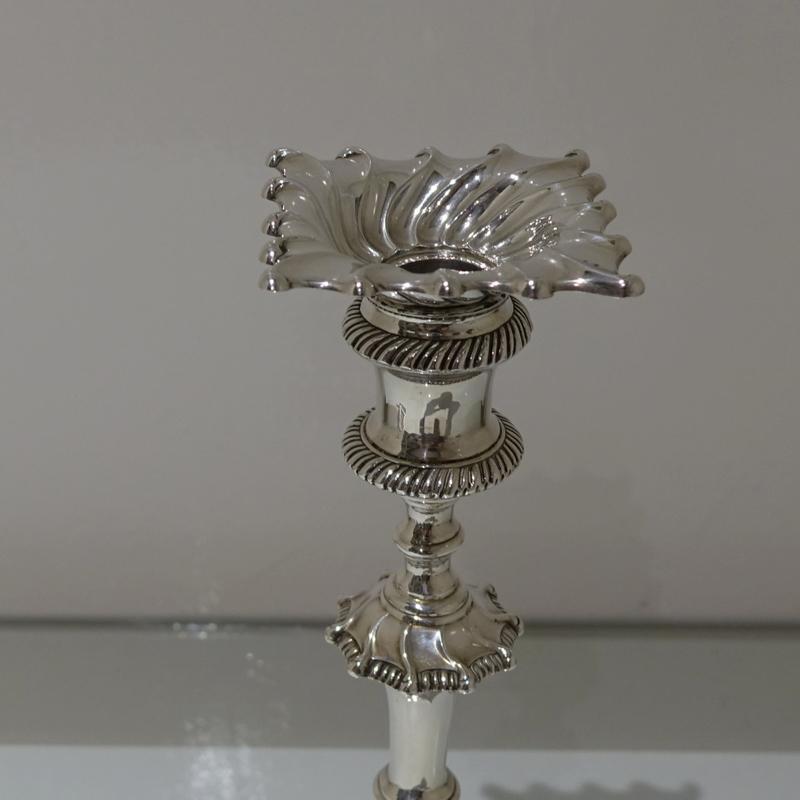 British 19th Century Antique Victorian Sterling Silver Pair of Candlesticks Sheffield