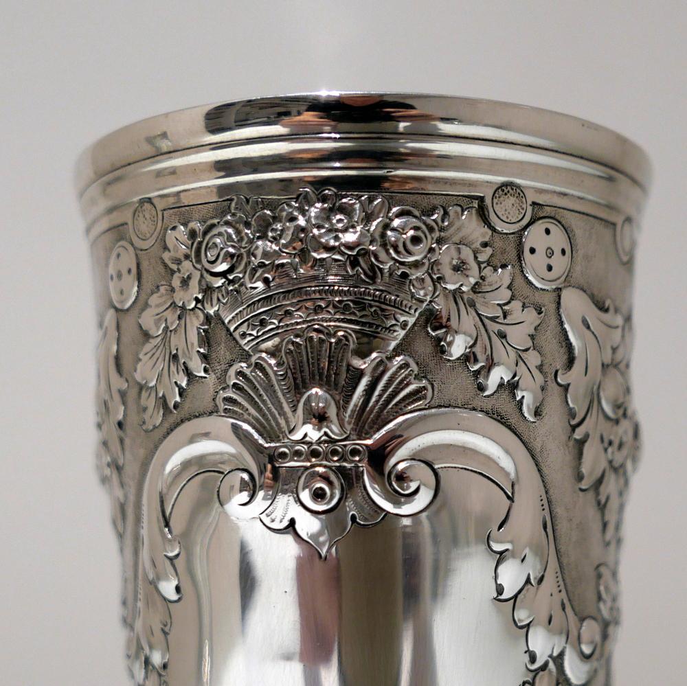 19th Century Antique Victorian Sterling Silver Pair Vases London 1892