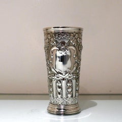 19th Century Antique Victorian Sterling Silver Pair Vases London 1892 Barnard’s
