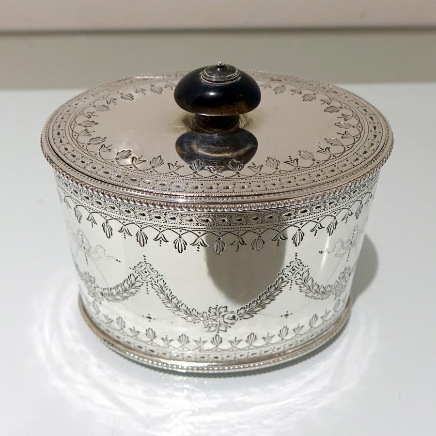 British 19th Century Antique Victorian Sterling Silver Tea Caddy Lond 1873 Henry Holland For Sale