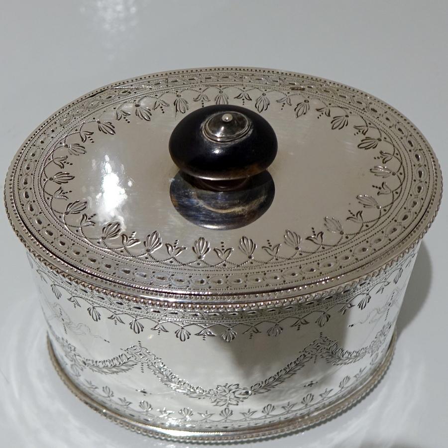 19th Century Antique Victorian Sterling Silver Tea Caddy Lond 1873 Henry Holland In Good Condition For Sale In 53-64 Chancery Lane, London