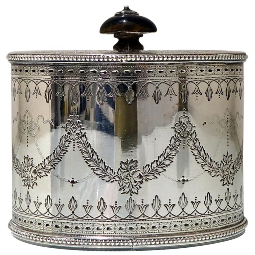 19th Century Antique Victorian Sterling Silver Tea Caddy Lond 1873 Henry Holland For Sale