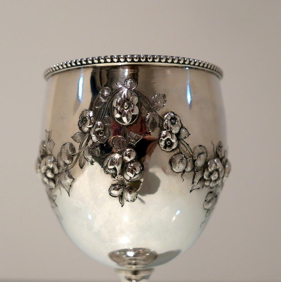 English 19th Century Antique Victorian Sterling Silver Wine Goblet London 1867 R Harper For Sale