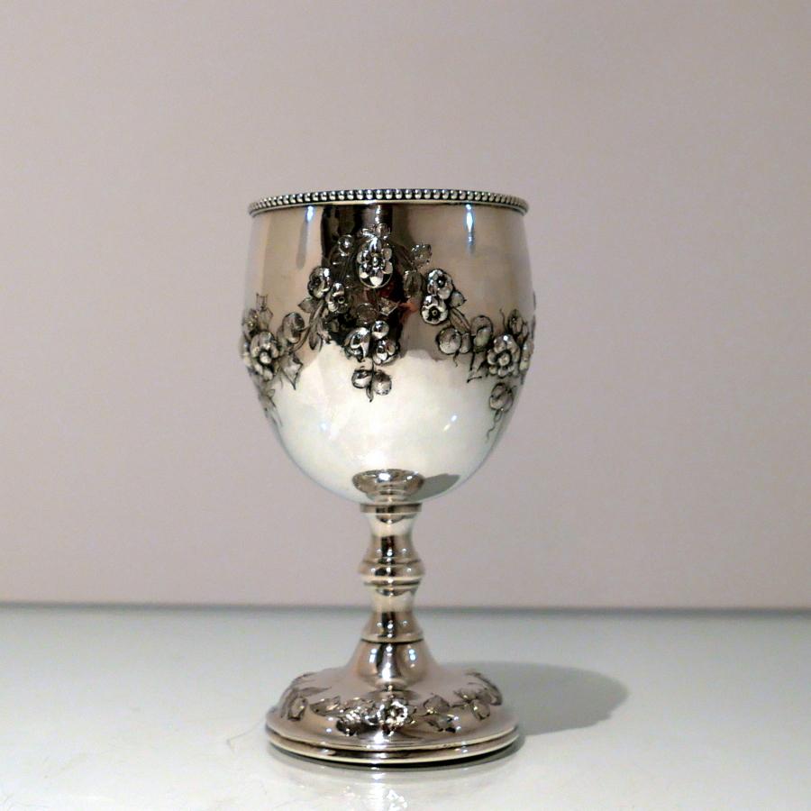 19th Century Antique Victorian Sterling Silver Wine Goblet London 1867 R Harper For Sale 1